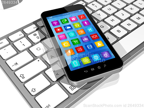 Image of Smartphone on Computer Keyboard