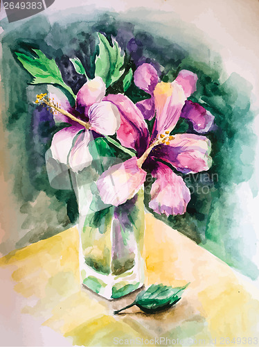 Image of Bouquet of flowers in a glass vase 