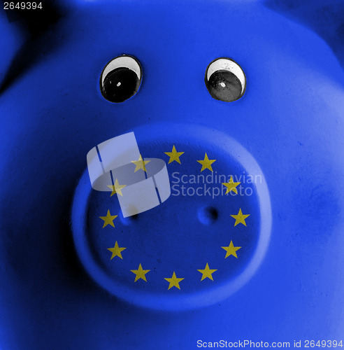 Image of Ceramic piggy bank with painting of national flag 