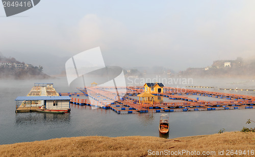 Image of Landscape of floating house on a lake