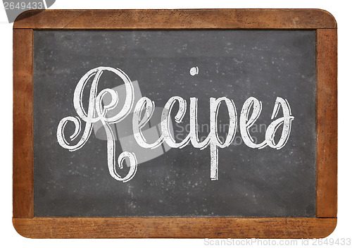 Image of recipes word on blackboard