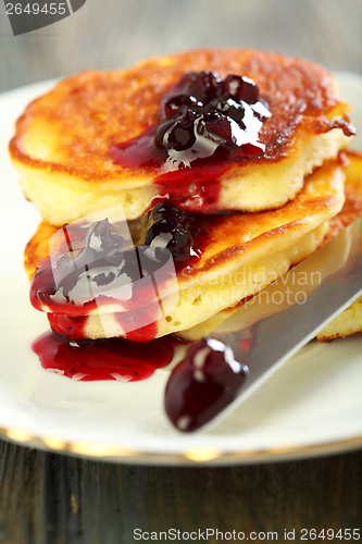 Image of Pancakes with ricotta closeup.