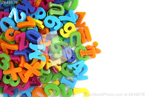 Image of color plastic letters background