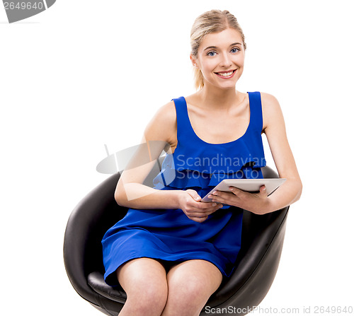 Image of Woman working with a tablet