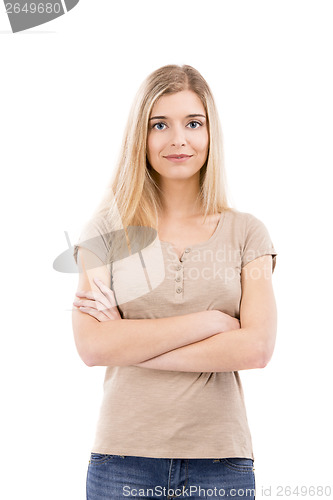 Image of Beautiful woman with hands folded