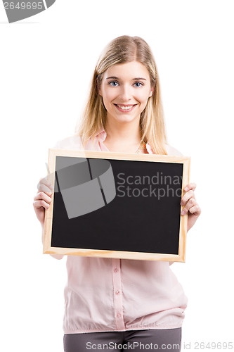 Image of Holding a chalkboard