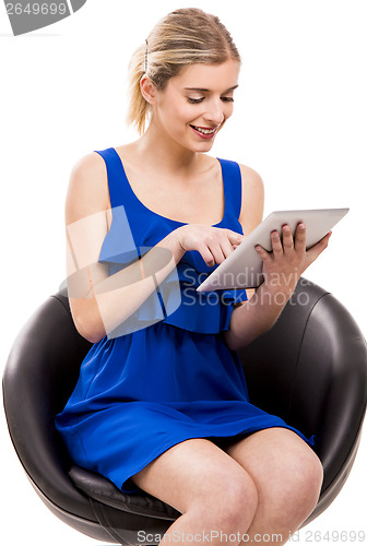 Image of Woman working with a tablet