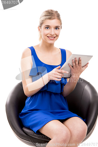 Image of Woman working with a tablet