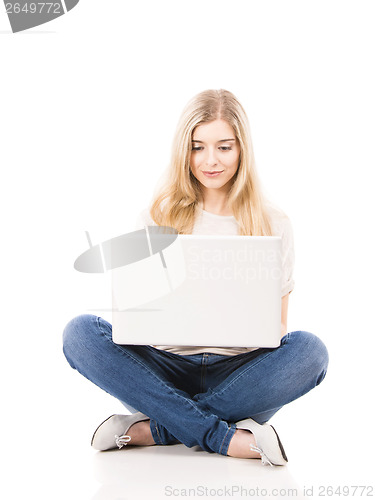 Image of Woman working on a laptop