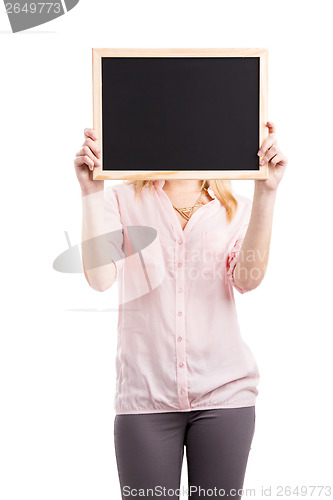 Image of Holding a chalkboard