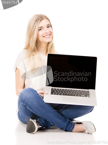 Image of Woman working on a laptop