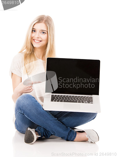 Image of Woman working on a laptop