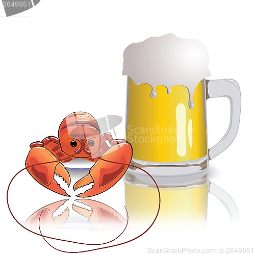 Image of lobster and mug of beer