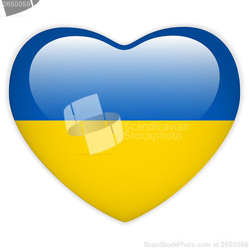 Image of Ukraine Flag Heart Glossy Button