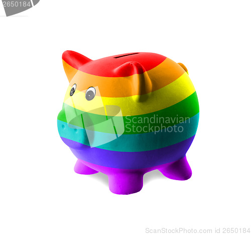 Image of Ceramic piggy bank with painting of national flag 