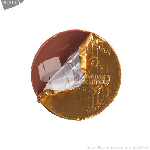 Image of Euro currency, chocolate coins