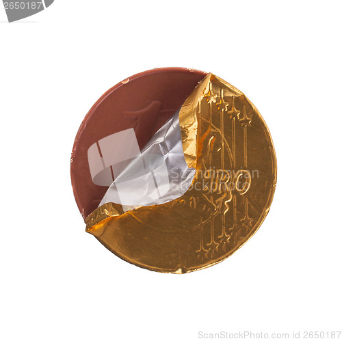 Image of Euro currency, chocolate coins