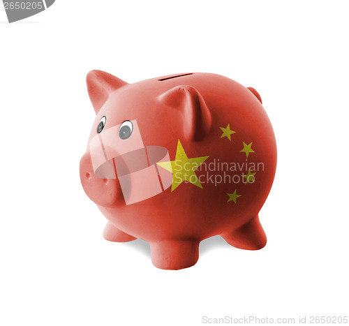 Image of Ceramic piggy bank with painting of national flag 