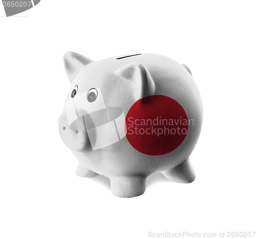 Image of Ceramic piggy bank with painting of national flag 