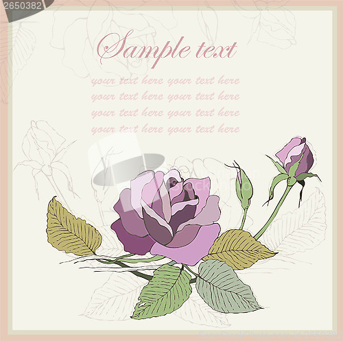 Image of Greeting card with rose. Illustration  roses. Beautiful decorati