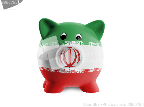 Image of Ceramic piggy bank with painting of national flag 