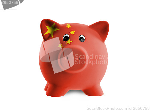 Image of Ceramic piggy bank with painting of national flag 