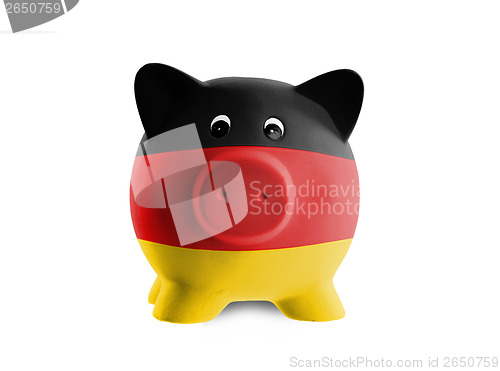 Image of Ceramic piggy bank with painting of national flag 