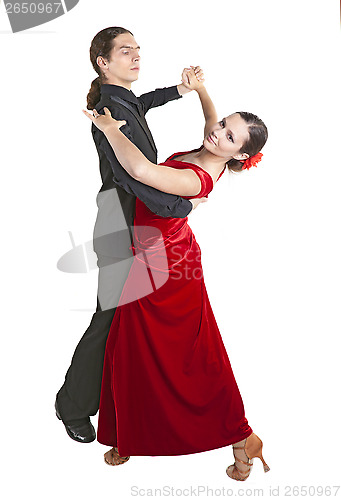 Image of Young couple dancint waltz