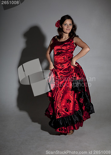 Image of Young woman dancing flamenco