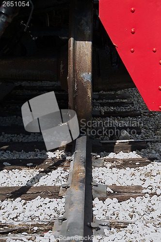 Image of train wheel on track