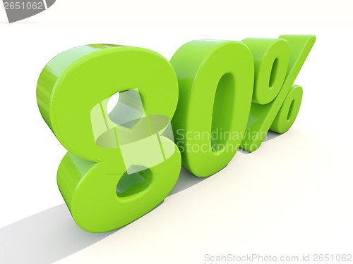 Image of 80% percentage rate icon on a white background