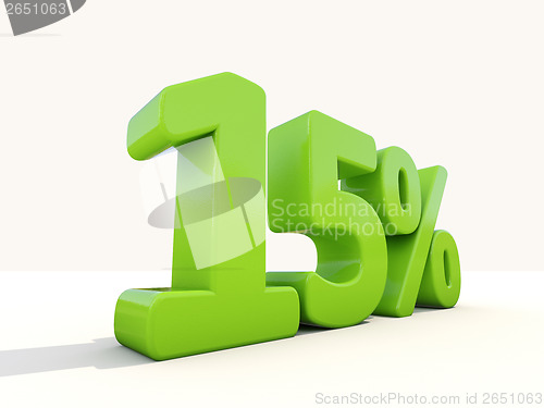 Image of 15% percentage rate icon on a white background
