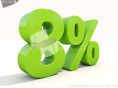 Image of 8% percentage rate icon on a white background