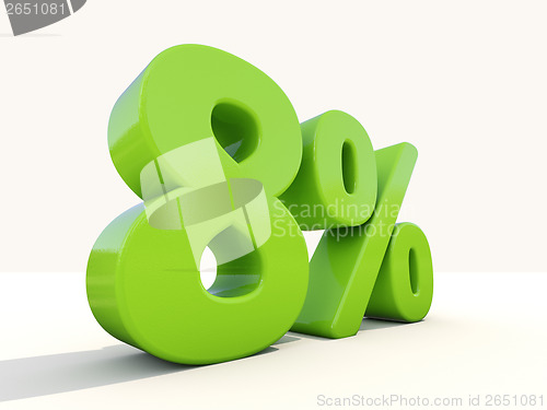 Image of 8% percentage rate icon on a white background