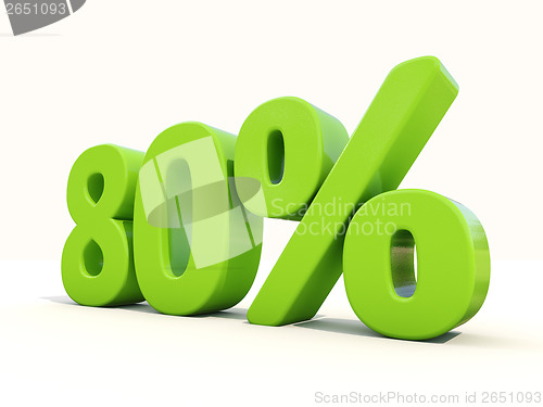 Image of 80% percentage rate icon on a white background
