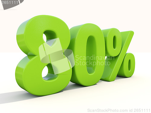 Image of 80% percentage rate icon on a white background