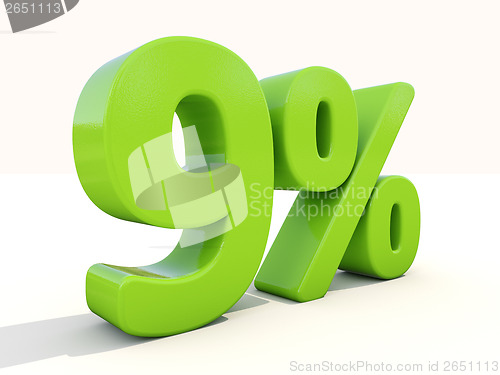 Image of 9% percentage rate icon on a white background