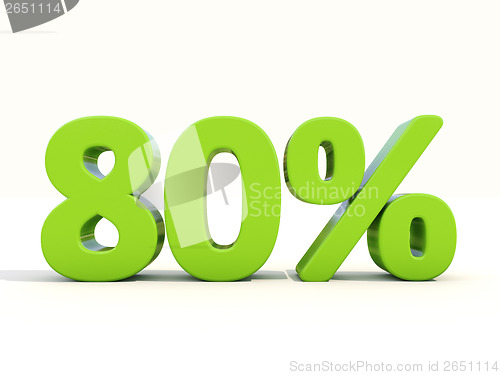 Image of 80% percentage rate icon on a white background