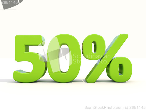 Image of 50% percentage rate icon on a white background