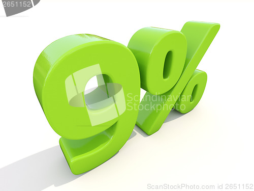 Image of 9% percentage rate icon on a white background