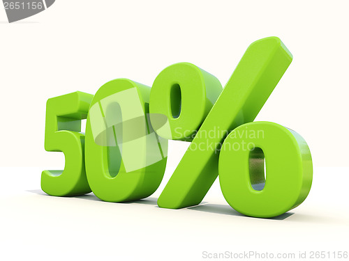 Image of 50% percentage rate icon on a white background