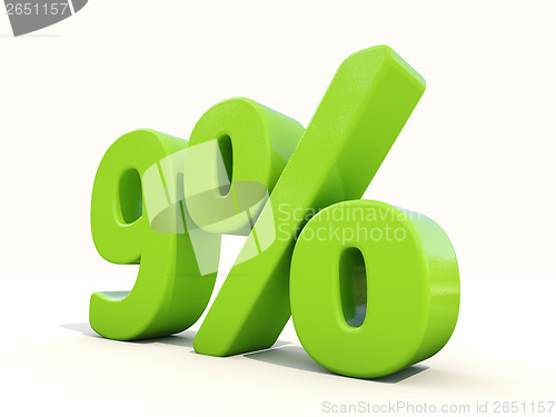 Image of 9% percentage rate icon on a white background
