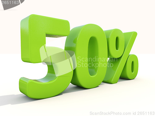 Image of 50% percentage rate icon on a white background