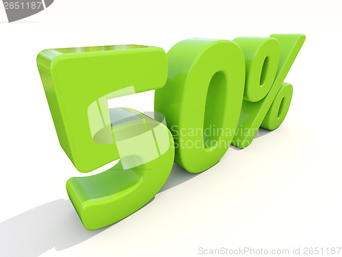 Image of 50% percentage rate icon on a white background