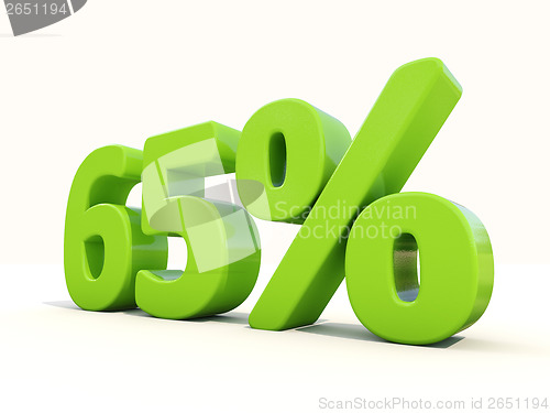 Image of 65% percentage rate icon on a white background