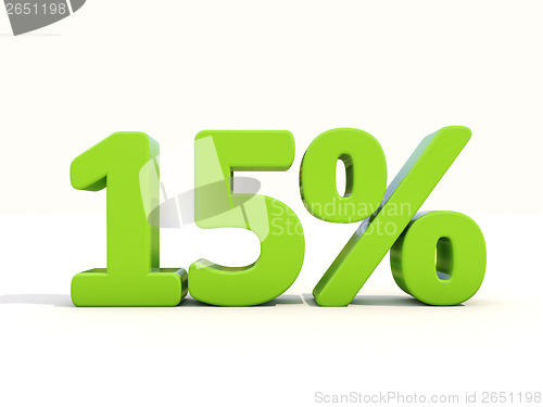 Image of 15% percentage rate icon on a white background