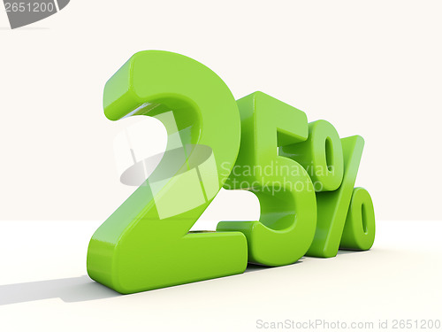 Image of 25% percentage rate icon on a white background