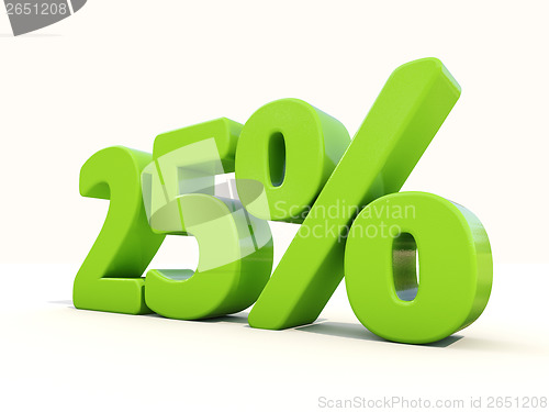 Image of 25% percentage rate icon on a white background