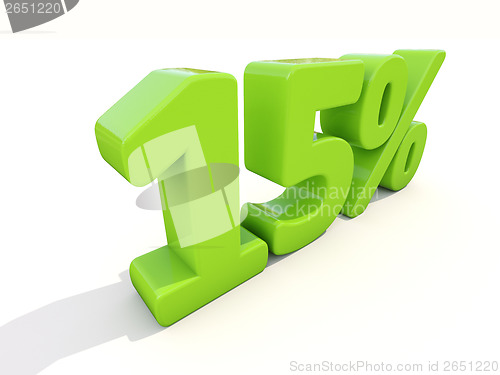 Image of 15% percentage rate icon on a white background