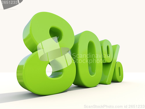 Image of 80% percentage rate icon on a white background